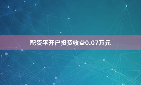 配资平开户投资收益0.07万元